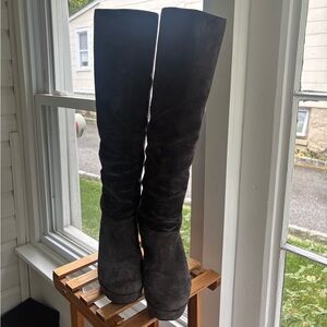 Diane Von Furstenberg Dark Gray Suede Heeled Boots